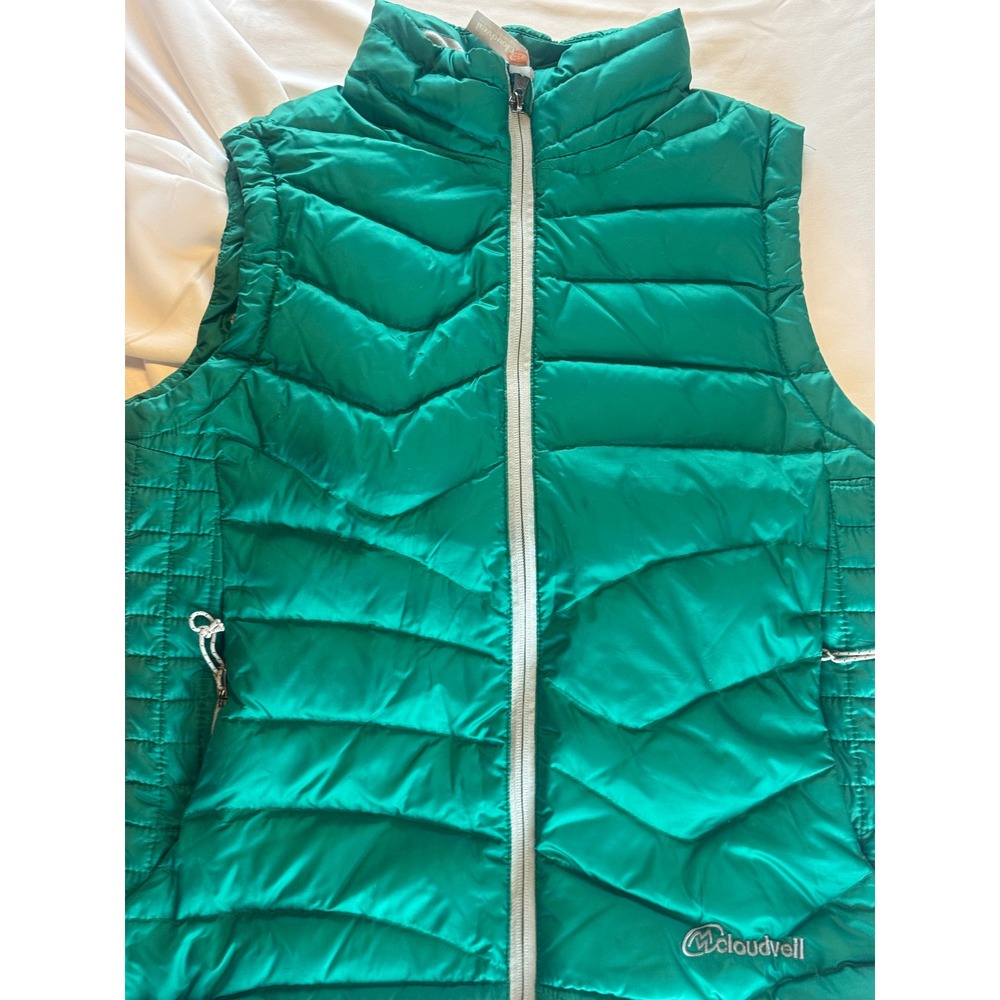 Cloudveil Women's Endless Down Vest Small Green Quilted Puffer 80/20 Duck Down